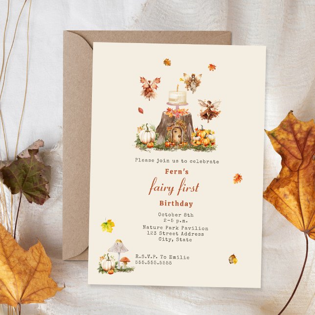 Invitación Fairy First Birday Fall Woodland Fairy Garden (Subido por el creador)