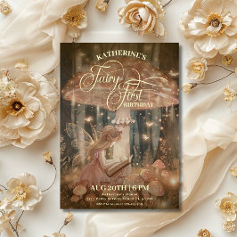 Invitación Fairy First Birday Forest Mushroom Whimsical