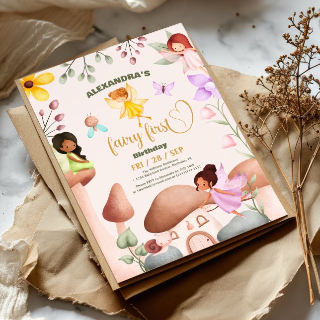 Invitación Fairy First Birday Forest Watercolor Mushroom (Subido por el creador)