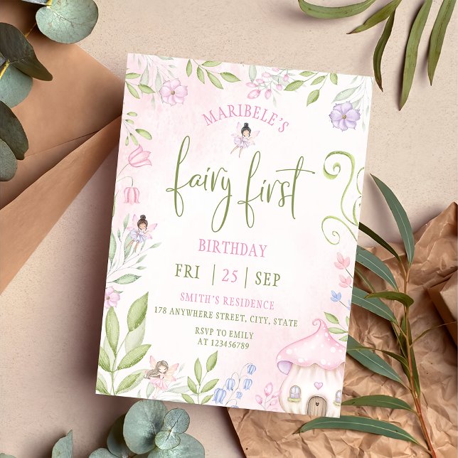 Invitación Fairy First Birday Forest Watercolor Mushroom (Subido por el creador)
