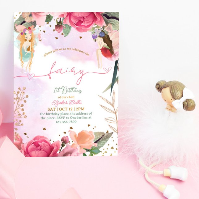 Invitación Fairy First Birday Party Baby Girl (Subido por el creador)