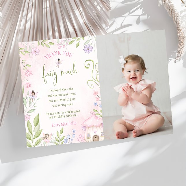 Invitación Fairy First Birday Photo You Card (Subido por el creador)