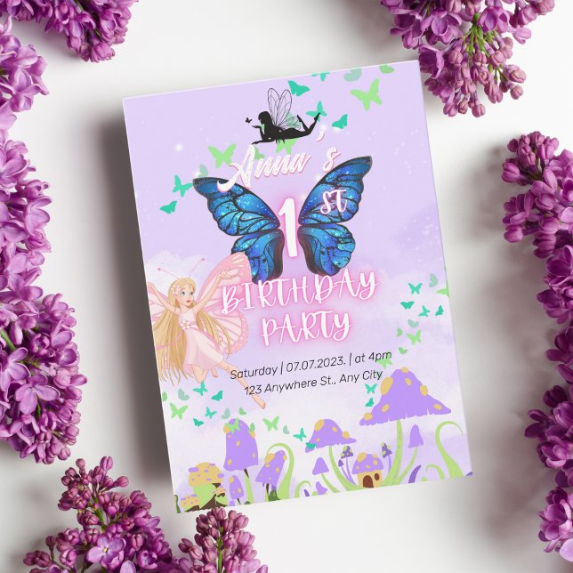 Invitación Fairy First Birday Printerfly Mushroom (Subido por el creador)