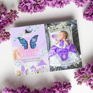 Invitación Fairy First Birday Printerfly Photo