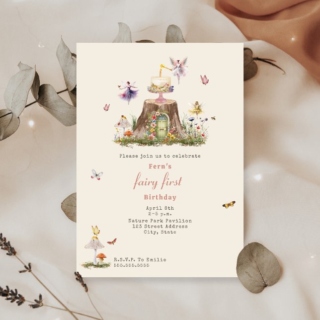 Invitación Fairy First Birday Woodland Fairy Garden (Subido por el creador)
