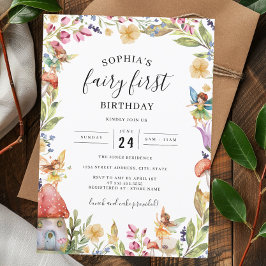 Invitación Fairy First Birthday 1er cumpleaños
