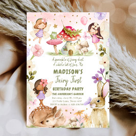 Invitación Fairy First Birthday Chica 1ª Fairy Forest Magical