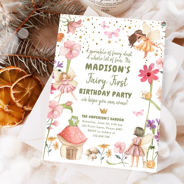 Invitación Fairy First Birthday Chica 1ª Fairy Forest Magical (Subido por el creador)