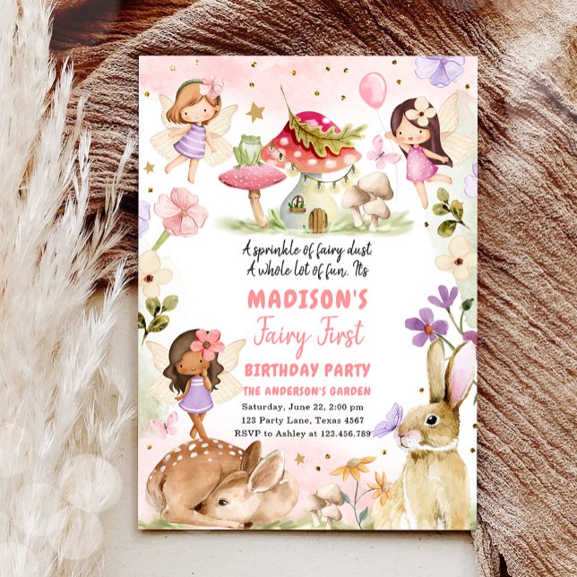 Invitación Fairy First Birthday Chica 1ª Fairy Forest Magical (Subido por el creador)