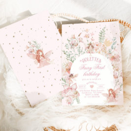 Invitación Fairy First Birthday Enchanted garden Whimsical