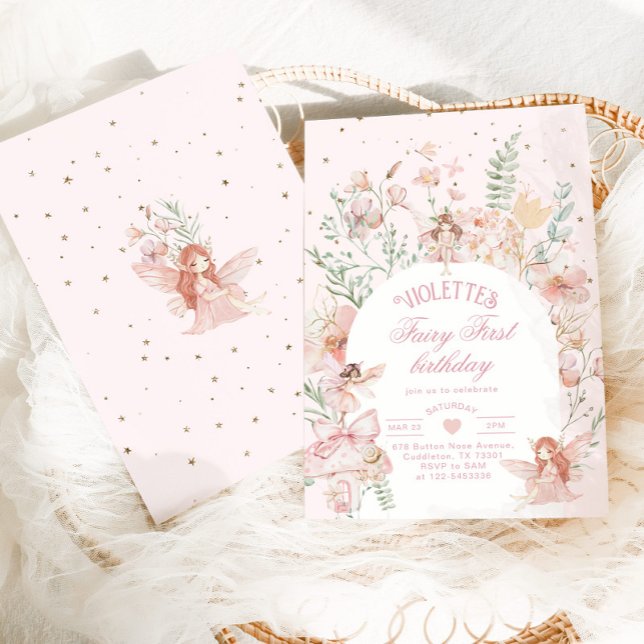 Invitación Fairy First Birthday Enchanted garden Whimsical (Subido por el creador)