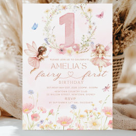 Invitación Fairy First Birthday Invitation Girl, Fairy 1st Bi