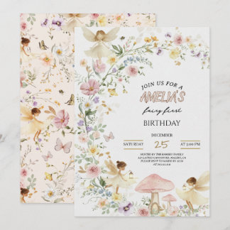 Invitación Fairy First Birthday Invitation Wildflower 1st