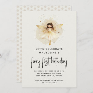 Invitación Fairy First Birthday Modern Pixie Elf 1er cumpleañ