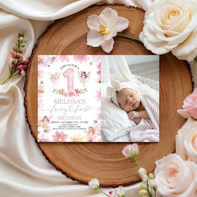 Invitación Fairy First Birthday Photo Invitation (Subido por el creador)