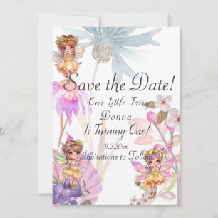 Invitación Fairy First Birthday Save the Date