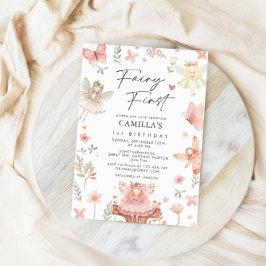 Invitación Fairy First Chica Whimsical Birday Party
