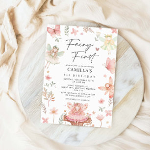 Invitación Fairy First Chica Whimsical Birday Party