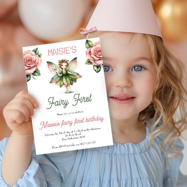 Invitación Fairy First Cute Watercolor 1º cumpleaños (Subido por el creador)
