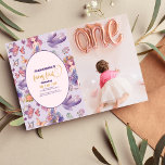 Invitación Fairy First Enchanted Woodland 1er cumpleaños<br><div class="desc">Entrar en un mundo mágico y maravilloso mientras te invitamos a nuestro Primer Cumpleaños de la Primera Chica de Fotos. Esta invitación es tu clave para una celebración encantadora que será apreciada en los años por venir. Personalice esta invitación con una foto del viaje de su bebé, su tema preferido...</div>
