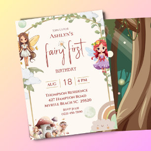 Invitación Fairy First Forest Birday Party