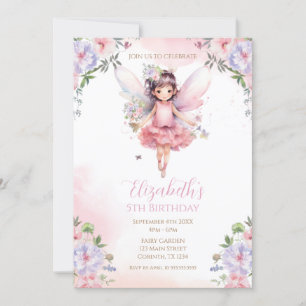 Invitación Fairy First garden birthday Party Invitation