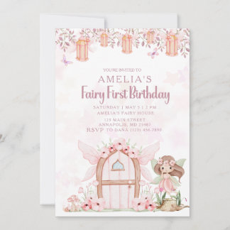 Invitación Fairy First Girl's 1st Birthday Party Custom