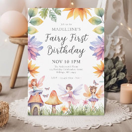Invitación Fairy First Magical Garden 1º cumpleaños