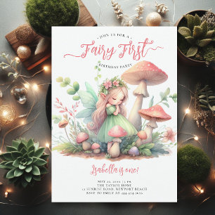 Invitación Fairy First Magical Garden Chicas 1º cumpleaños