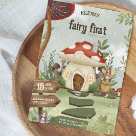 Invitación Fairy First Mushroom Forest 1º cumpleaños
