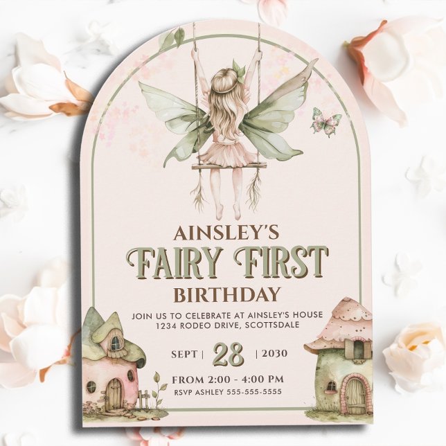 Invitación Fairy First Personalized Pink Sage Primer cumpleañ (Subido por el creador)