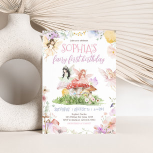 Invitación Fairy First Whimsical Birday Party
