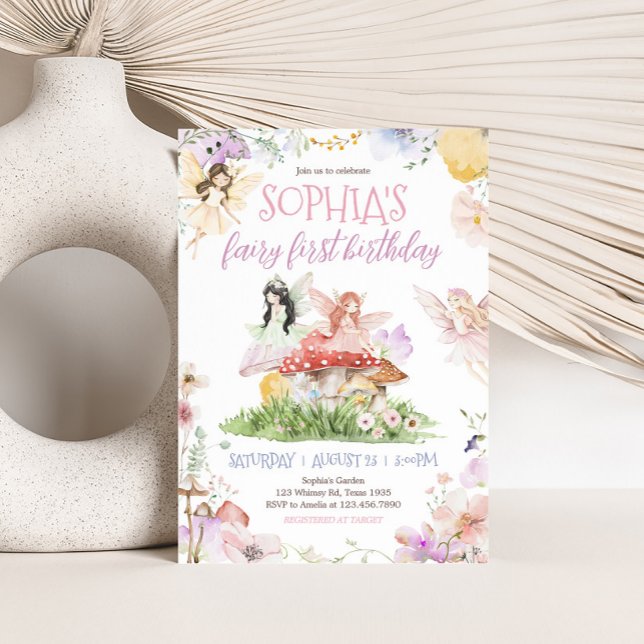 Invitación Fairy First Whimsical Birday Party (Whimsical Fairy First Birthday Party Invitation)