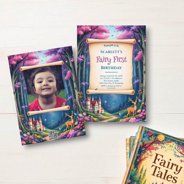 Invitación Fairy First Whimsical Woodland Castle 1st Birthday (Subido por el creador)