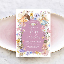 Invitación Fairy First Wildflower 1st Birthday Invitation