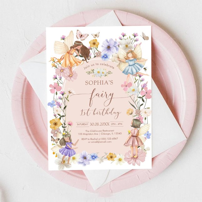 Invitación Fairy First Wildflower 1st Birthday Invitation (Subido por el creador)