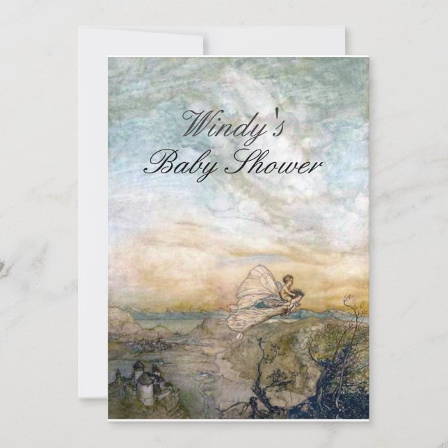Invitación Fairy Flies Off With Child Baby Shower Invito (Anverso)