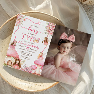 Invitación Fairy Floral Chicas 2.º Fiesta de cumpleaños Foto