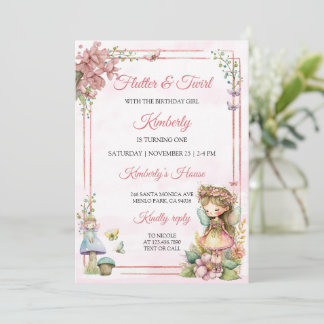 Invitación Fairy Floral Garden Chicas Pixie Cumpleaños