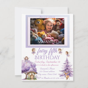 Invitación Fairy Floral Watercolor Foto Cumpleaños