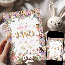Invitación Fairy flower 2nd birthday Invitation