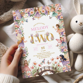 Invitación Fairy flower 2nd birthday Invitation