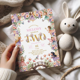 Invitación Fairy flower 2nd birthday Invitation