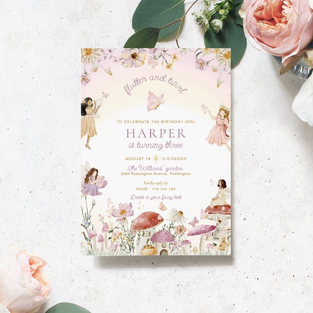 Invitación Fairy Garden Birday Party (Fairy Garden Birthday party Invitation )