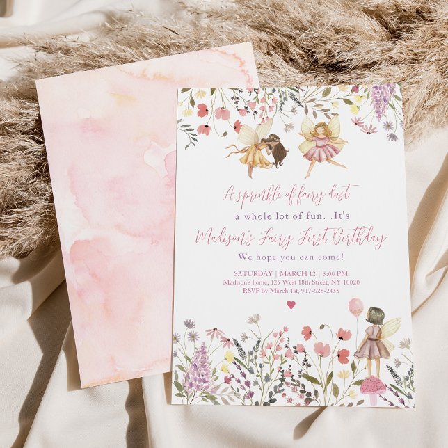 Invitación Fairy Garden Boho Wildflower Primer cumpleaños (Subido por el creador)
