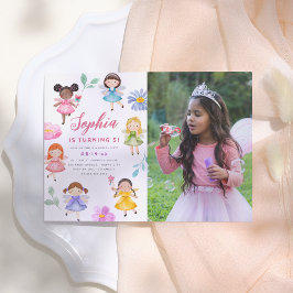 Invitación Fairy Garden Chica Floral Foto Fiesta de cumpleaño