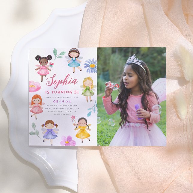 Invitación Fairy Garden Chica Floral Foto Fiesta de cumpleaño (Subido por el creador)