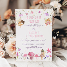 Invitación Fairy Garden Floral First Birday