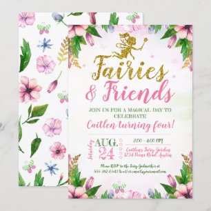 Invitación Fairy Garden Magical Enchanted Floral Cumpleaños