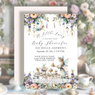 Invitación Fairy Garden Tea Fiesta Chica Floral Baby Shower